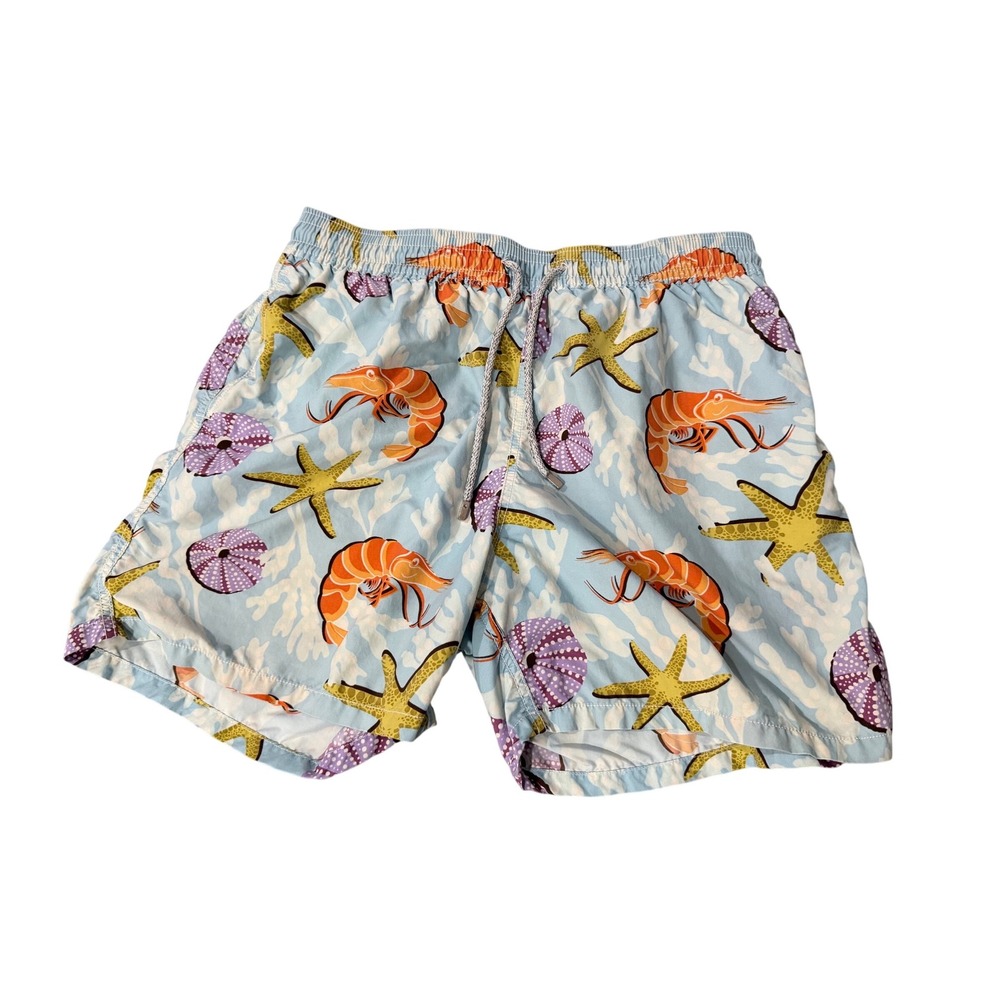 Vilebrequin‎ Swim Trunks Mens XXL Blue Sea Life Shrimp Starfish Moorea Shorts